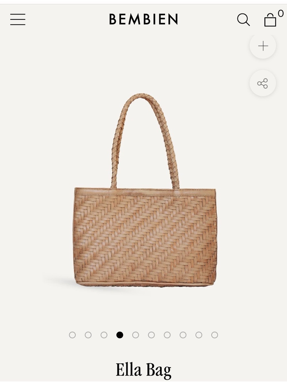 Bembien Ella Woven Leather Tote Bag in Caramel